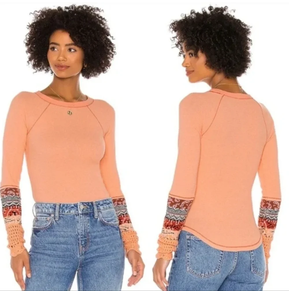Free People In The Mix Cuff Thermal Top Size XS